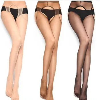 

Sexy Open Crotch Stockings Female Erotic Pantyhose Sexy Lingerie Tights Hot Sheer Thigh High Stockings Black Lace Top Garter