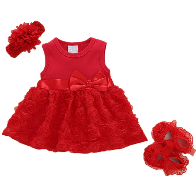 

Red Infant Dress Bow Princess Style 1 Year Old Baby Girl Party Dress 3 6 9 Months 1st Birthday Dress Robe Bebe Fille