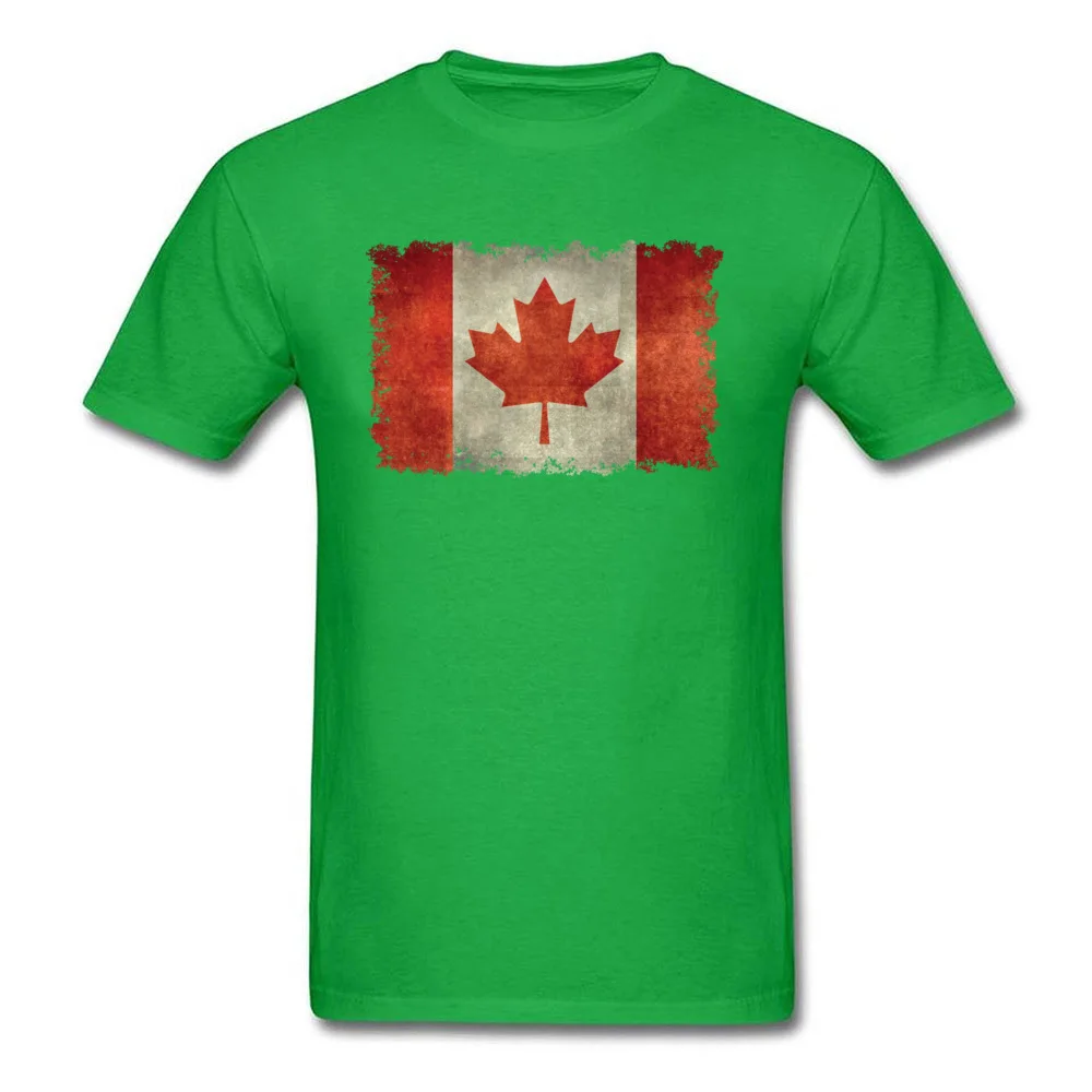 Vintage Flag Of Canada Cotton Tops & Tees for Men Printed T Shirts Crazy 2018 Hot Sale O Neck Clothing Shirt Short Sleeve Vintage Flag Of Canada green