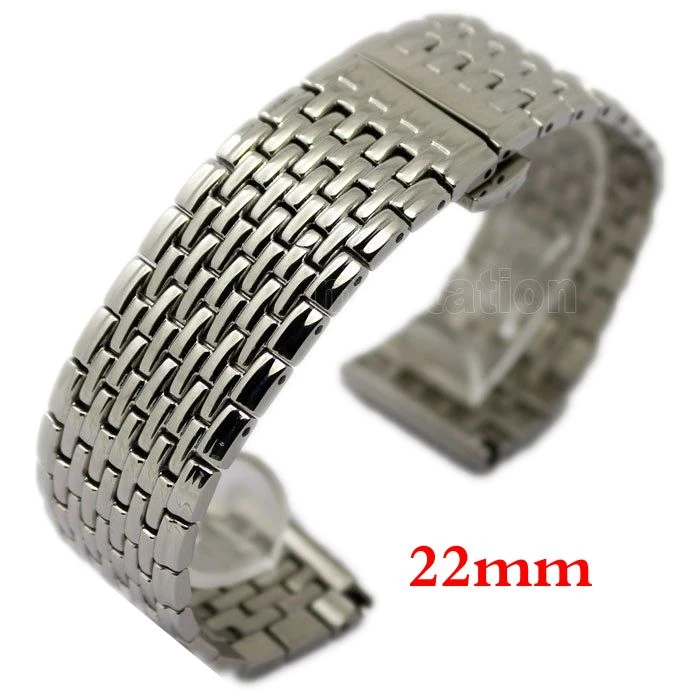 Bracelet de montre en argent unisexe, maille épaisse en acier, 20mm 22mm,  boucle papillon, argent GD0131 | AliExpress