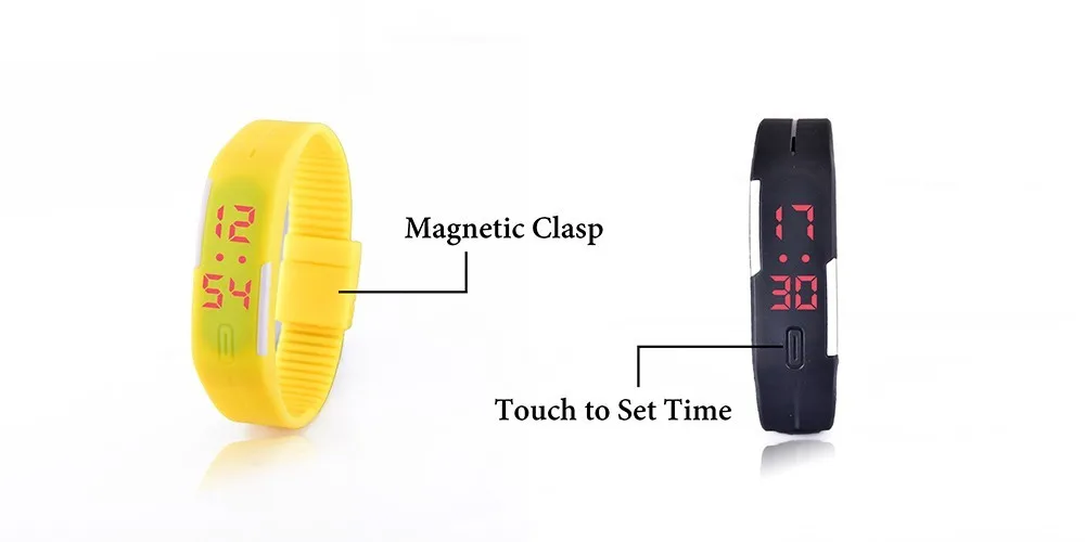 Новые модные светодио дный часы Конфеты цветная силиконовая резина сенсорный экран цифровые часы, для женщин мужчин браслет спортивные наручные часы 10