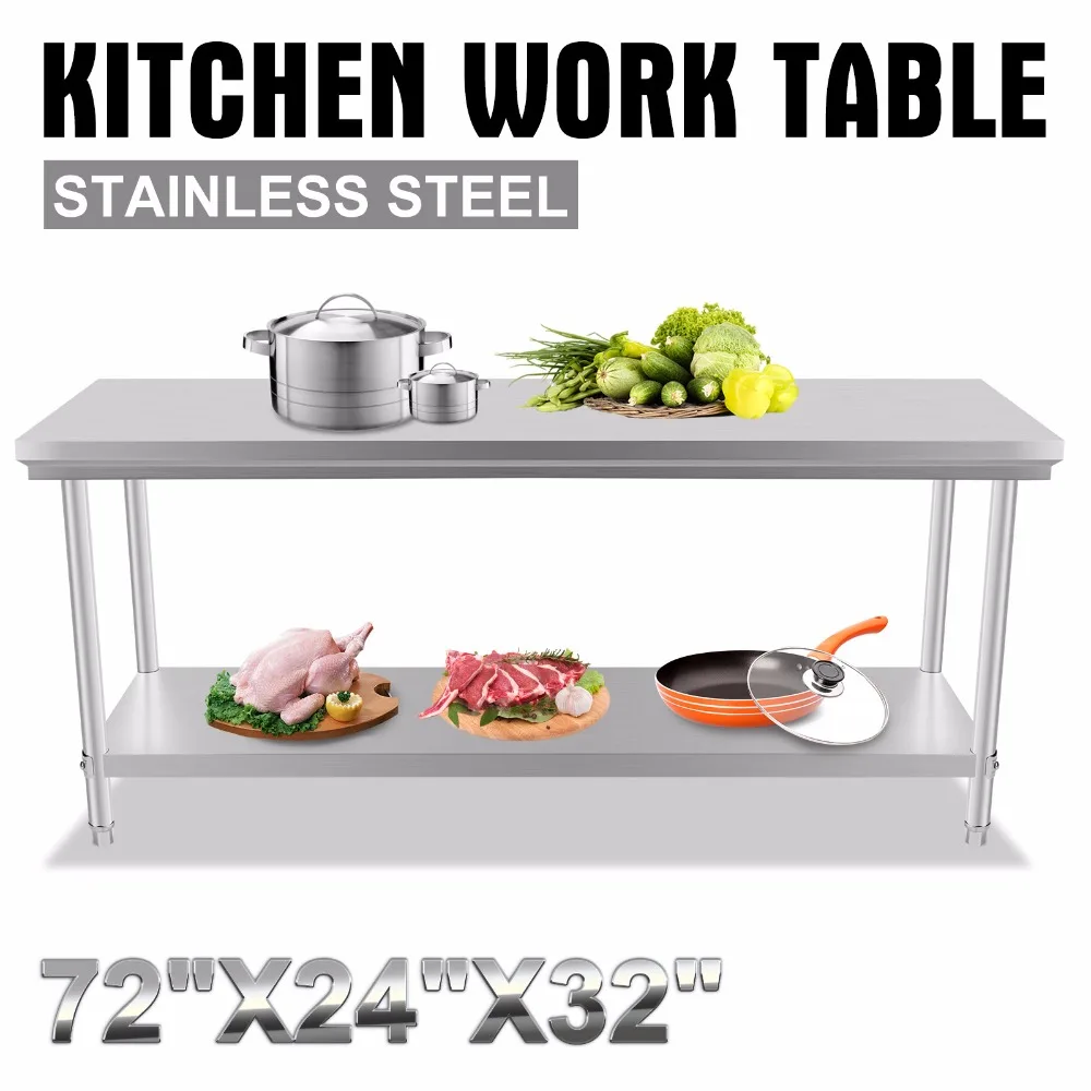 Stainless Steel Commercial Kitchen Work Food Prep Table 24 X72 In