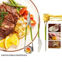 

A Fork And Knife Set That Easily Transforms Into Chopsticks Fork Knife Chinese Chopsticks Kitchen kids chopsticks
