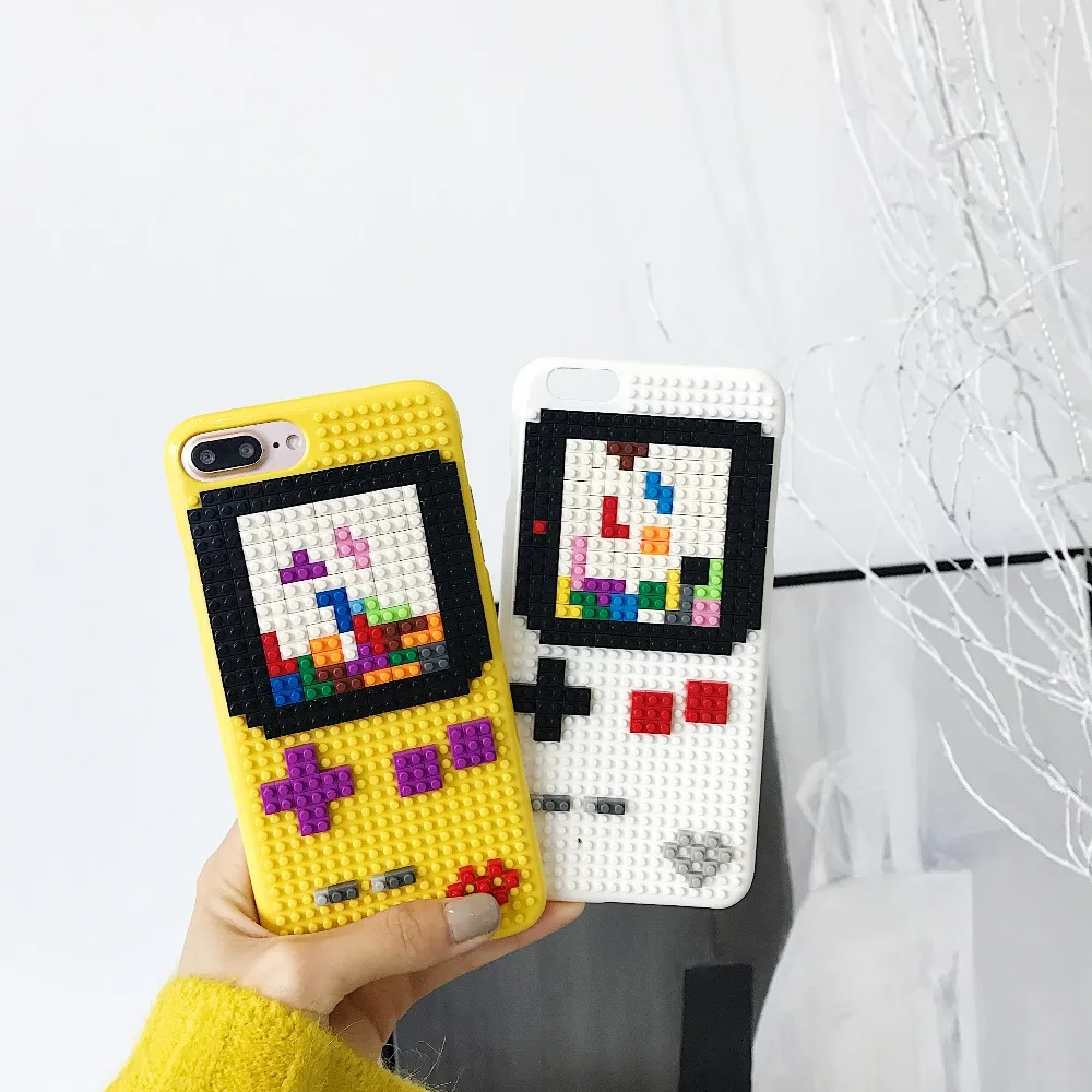 For iPhone6/7/8/PLUS mobile phone shell blocks Lego DIY jigsaw puzzle pattern protector couple | Мобильные телефоны и