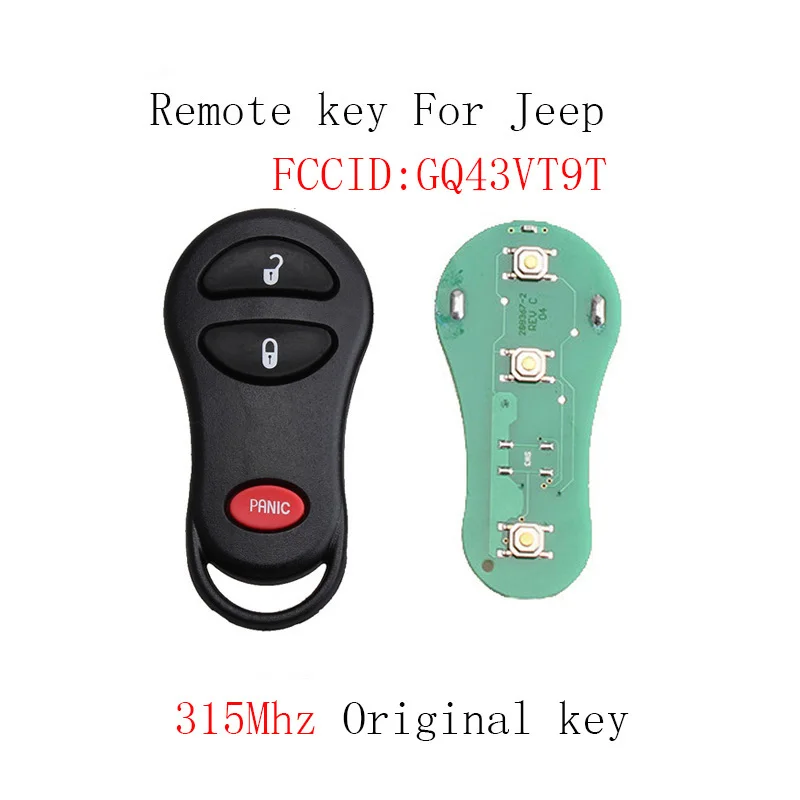2 шт. * 3 кнопки 315 МГц дистанционный ключ для Jeep Grand Cherokee 1998 1999 2000 2001 2002 2003 2004 GQ43VT9T
