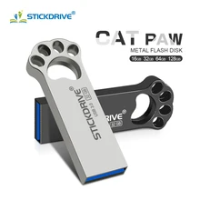 Реальная емкость usb 3,0 флеш-накопитель 128 Гб 64 Гб usb флеш-накопитель 32 Гб 16 Гб карта памяти Металлический Кот лапа анимация флеш-накопитель