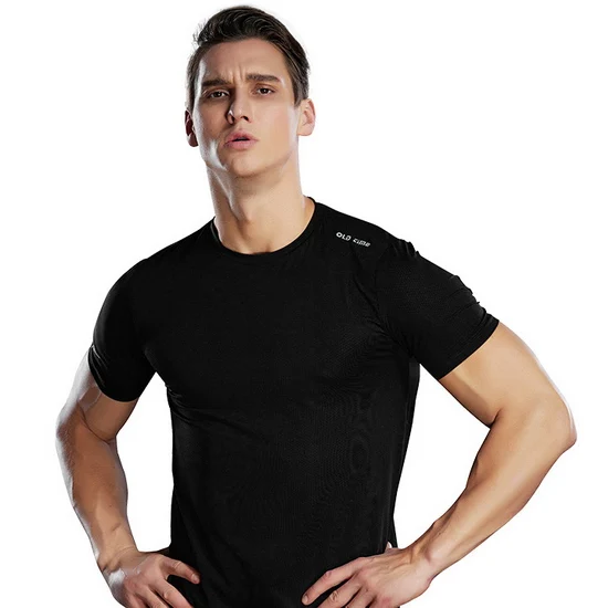 LoClimb Lovers Стретч Quick сухая походная футболка для женщин и мужчин, летняя футболка с коротким рукавом для фитнеса, Спортивная футболка для активного отдыха, AM244 - Цвет: men black