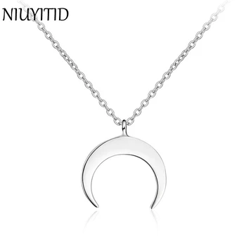 

NIUYITID Gold Silver Color Crescent Moon Necklace For Women Man Fashion Pendant Chain Jewelry Bijoux Femme Drop Shipping