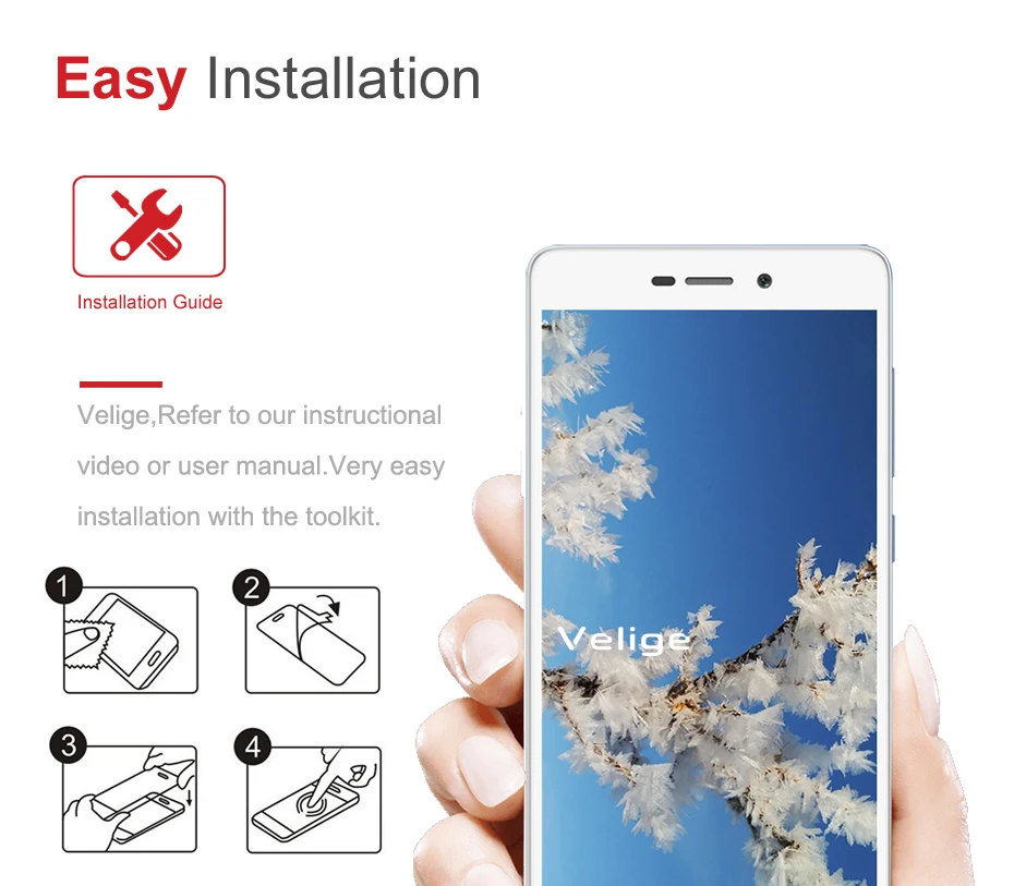 Velige 9H Tempered Glass for Xiaomi Redmi 3 3S 3X Pro 3Pro Screen Protector Ultra Thin Real 2.5D Protective Guard Glass Film (2)
