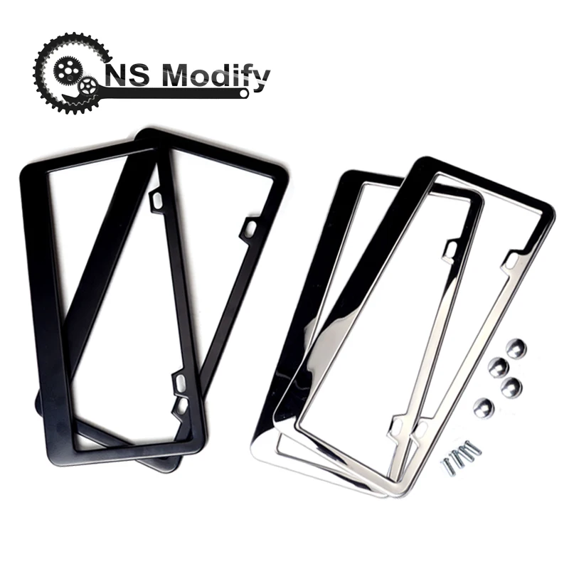 

NS Modify 2pcs Stainless Steel License Plate Frame Tag Cover Holder For Auto Truck Vehicles Only For American Canada Car