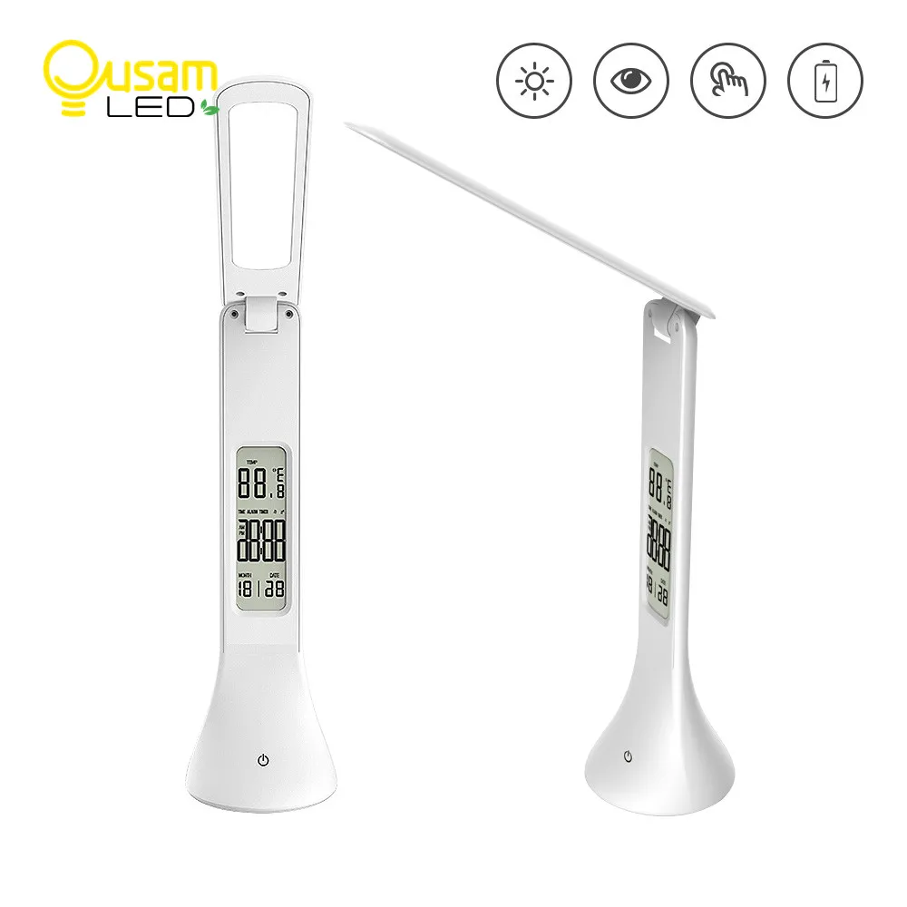 

Touch Control Desk Lamp With Temperature And Calendar 3Modes Brightness USB Port Eye Protection Book Lamp For Reading