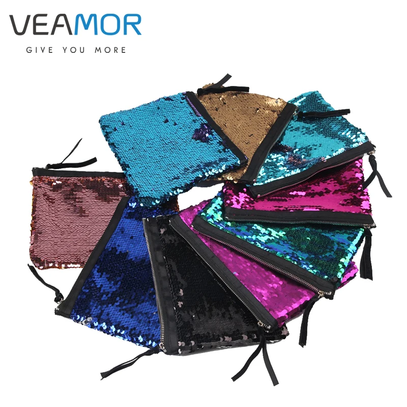 Veamor New Fashion Makeup Bag Double Sided Sequined Holding Bags Veamor New Fashion Makeup Bag Double