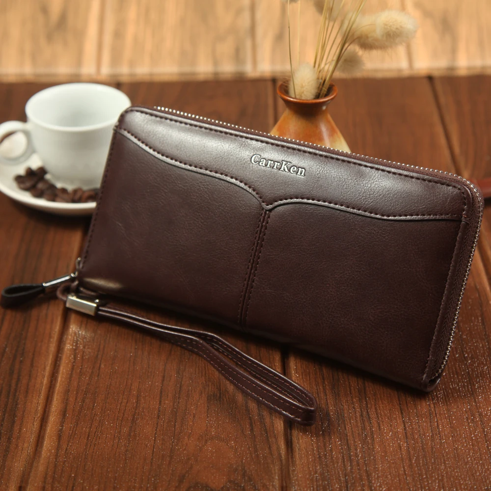 

MoneRffi High Quality Men Women Unisex Long Wallet Split Solid Female Purse Business Credit Card Holder Large Capacity