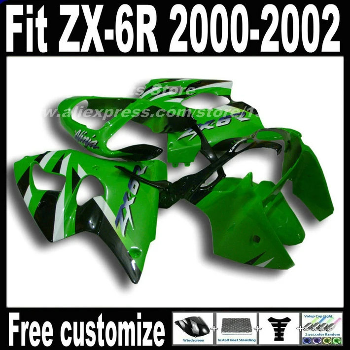 Набор обтекателей для мотоцикла Kawasaki ZX6R 2000 2001 2002 ниндзя 636 комплект ZX-6R 00 01 02 цвета: