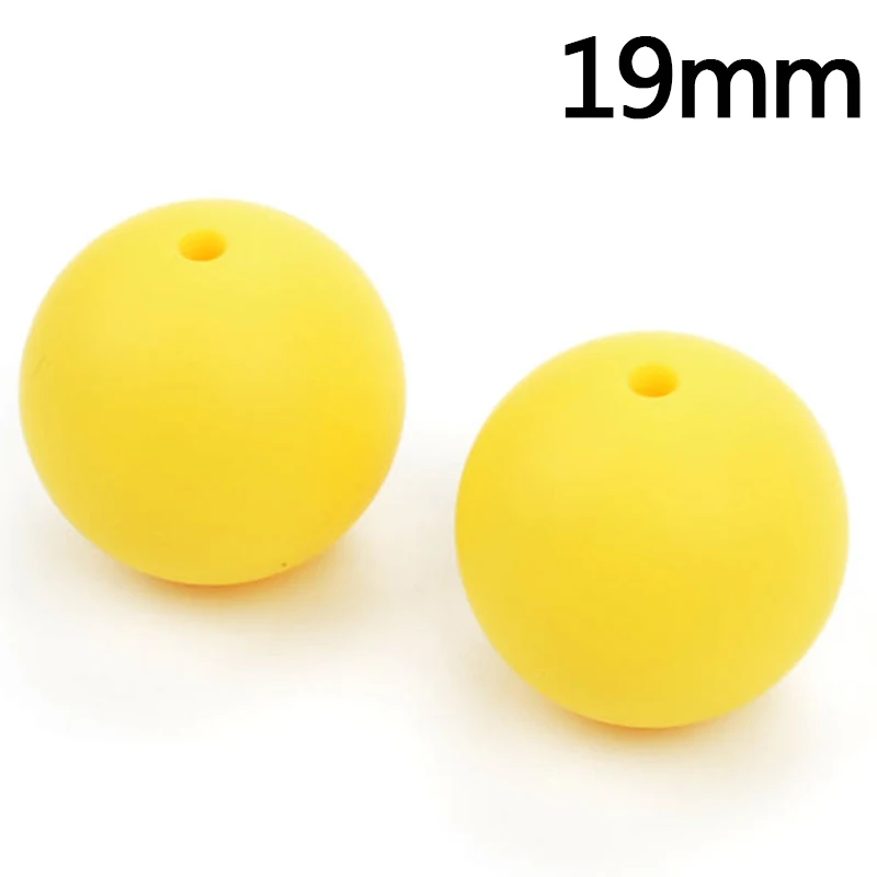 19 мм Круглый Силиконовый Прорезыватель для зубов из бусин DIY силиконовые бусины для прорезывания зубов силиконовые свободные шарики игрушки для детей прорезыватель BPA безопасный - Цвет: yellow