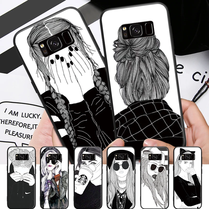 Женский жесткий черный чехол для телефона с рисунком Samsung Galaxy J3 J5 J7 A3 A5 A8 2015 2016 2017