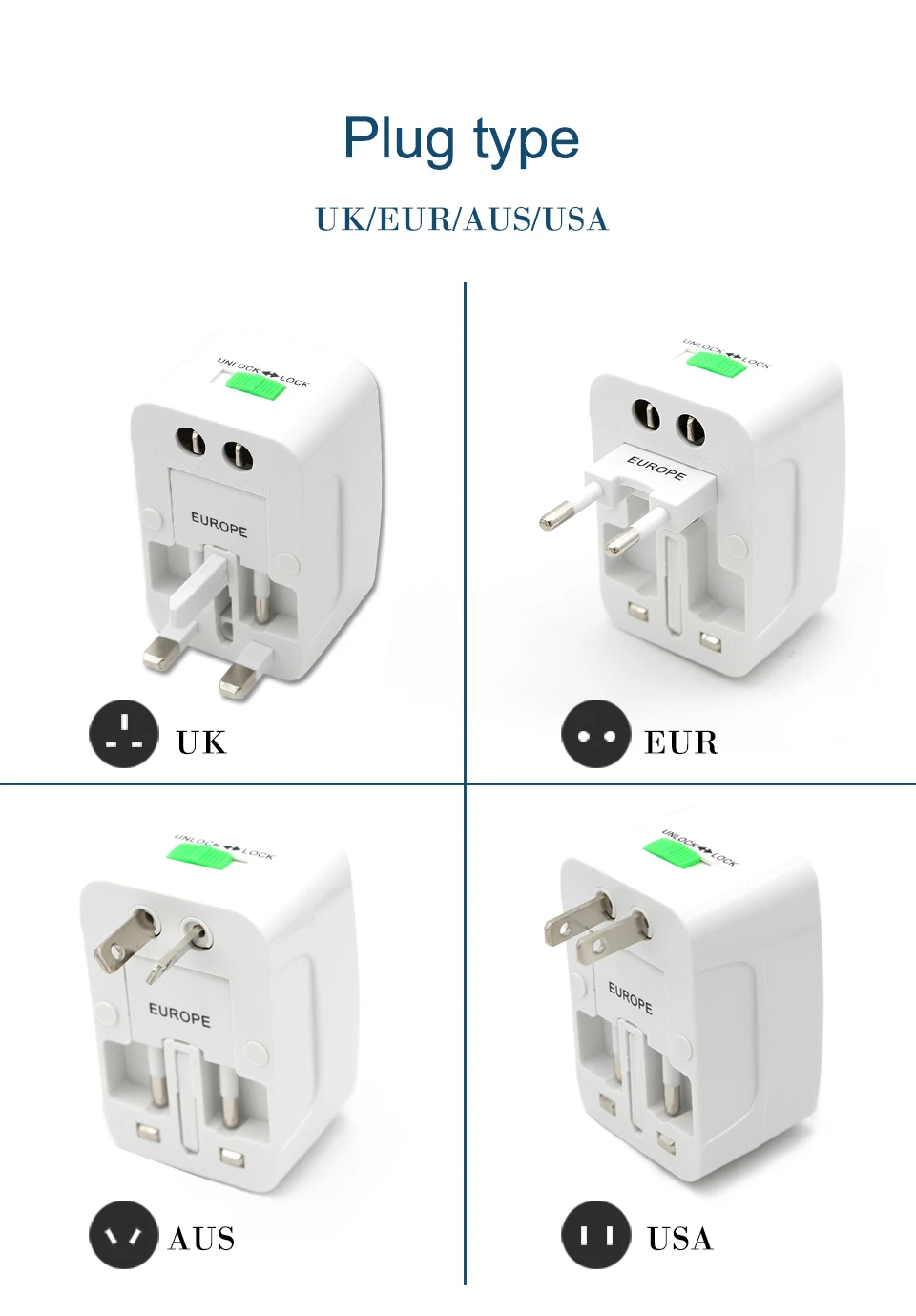 Electric Plug power Socket Adapter International travel adapter Universal Travel Socket USB Power Charger Converter EU UK US AU (8)