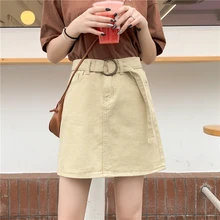 Юбка женская летняя новая Корейская Высокая талия карман на молнии Студенческая короткая Модная Джинсовая юбка высокого качества Прямая поставка