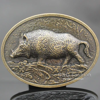 

New Fashion Western Antique Gold Wild Boar Pig Animal Hunt Tractor Farm Belt Buckle Men Gift