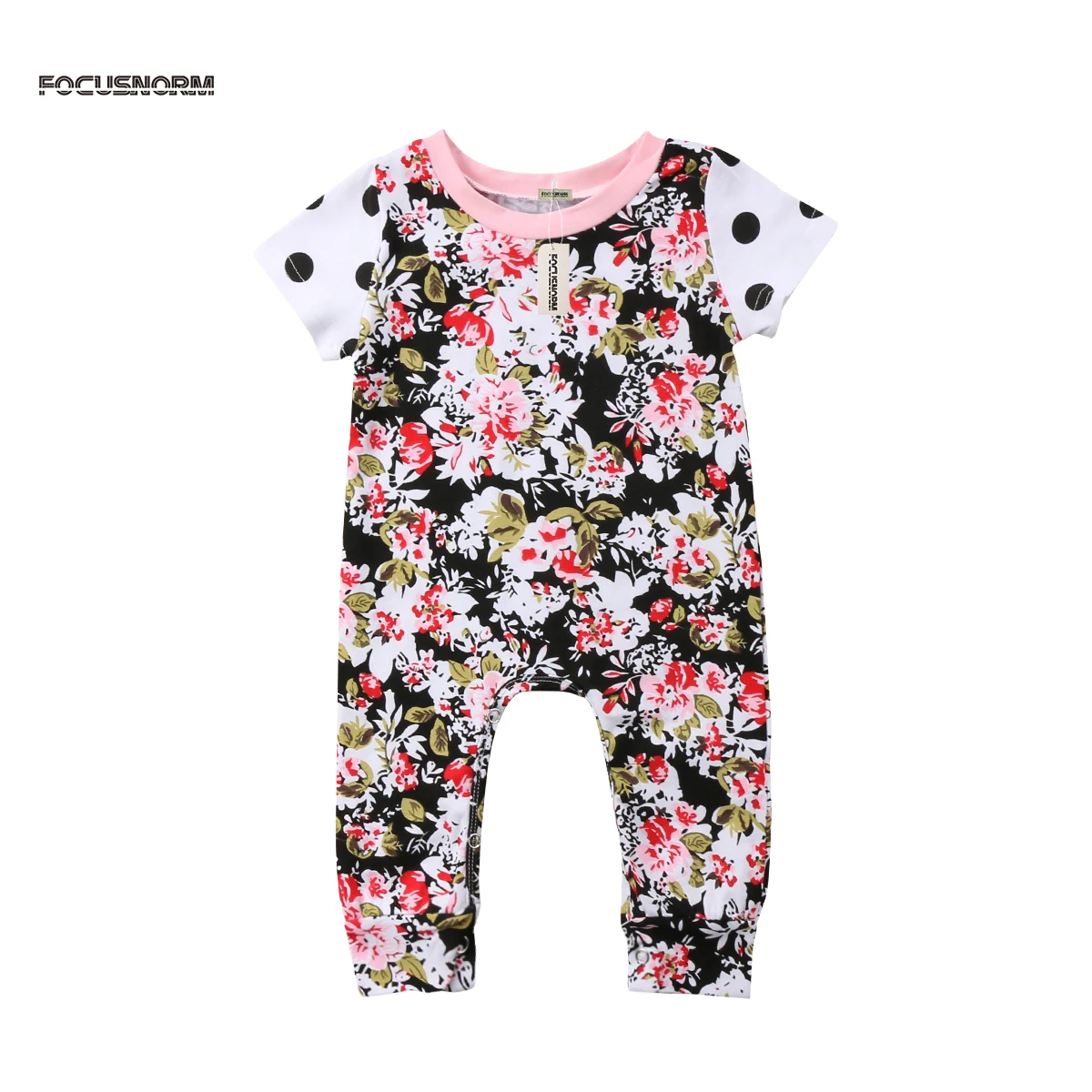 Newborn Toddler Baby Girl Floral Short Sleeve Romper Jumpsuit One Piece