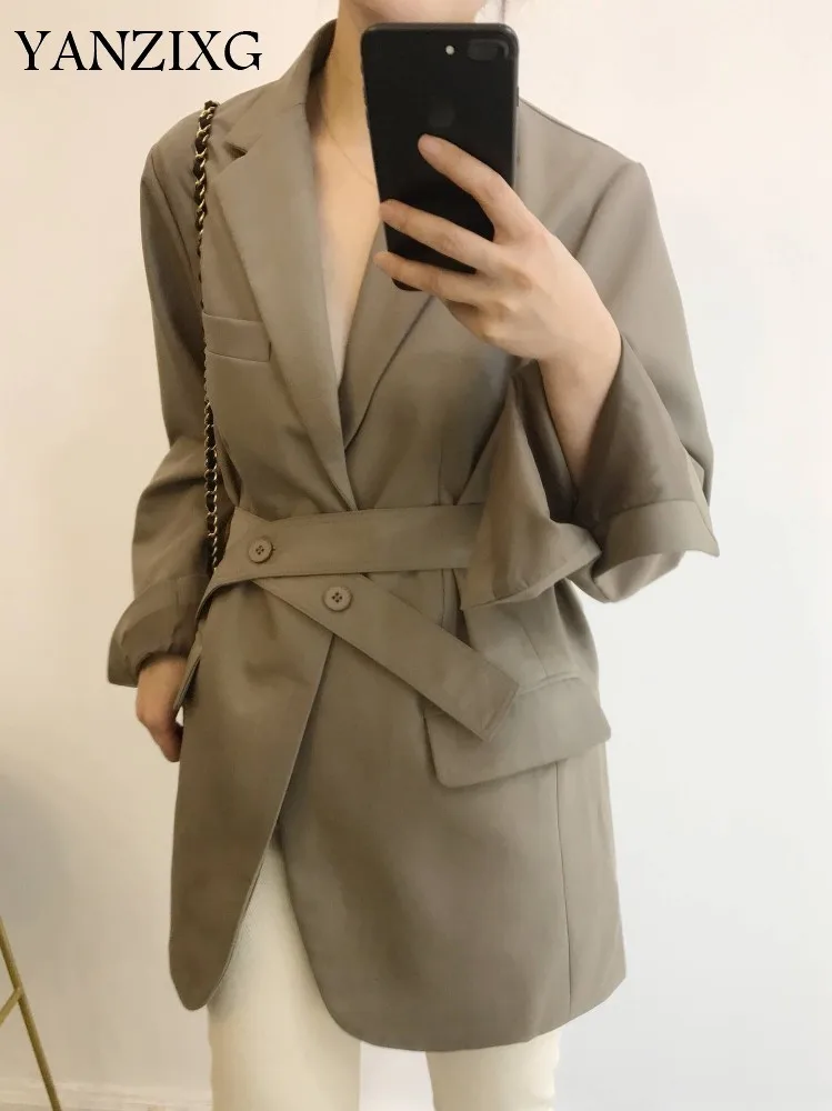 Women Blazer Long Sleeve Lace Up Womens Blazer Coat Temperament Black Blazer Women Suit Coat Long Ladies Tops Z121