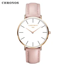 Часы CHRONOS мужские женские модные повседневные спортивные часы классические кожаные кварцевые наручные часы розовое золото