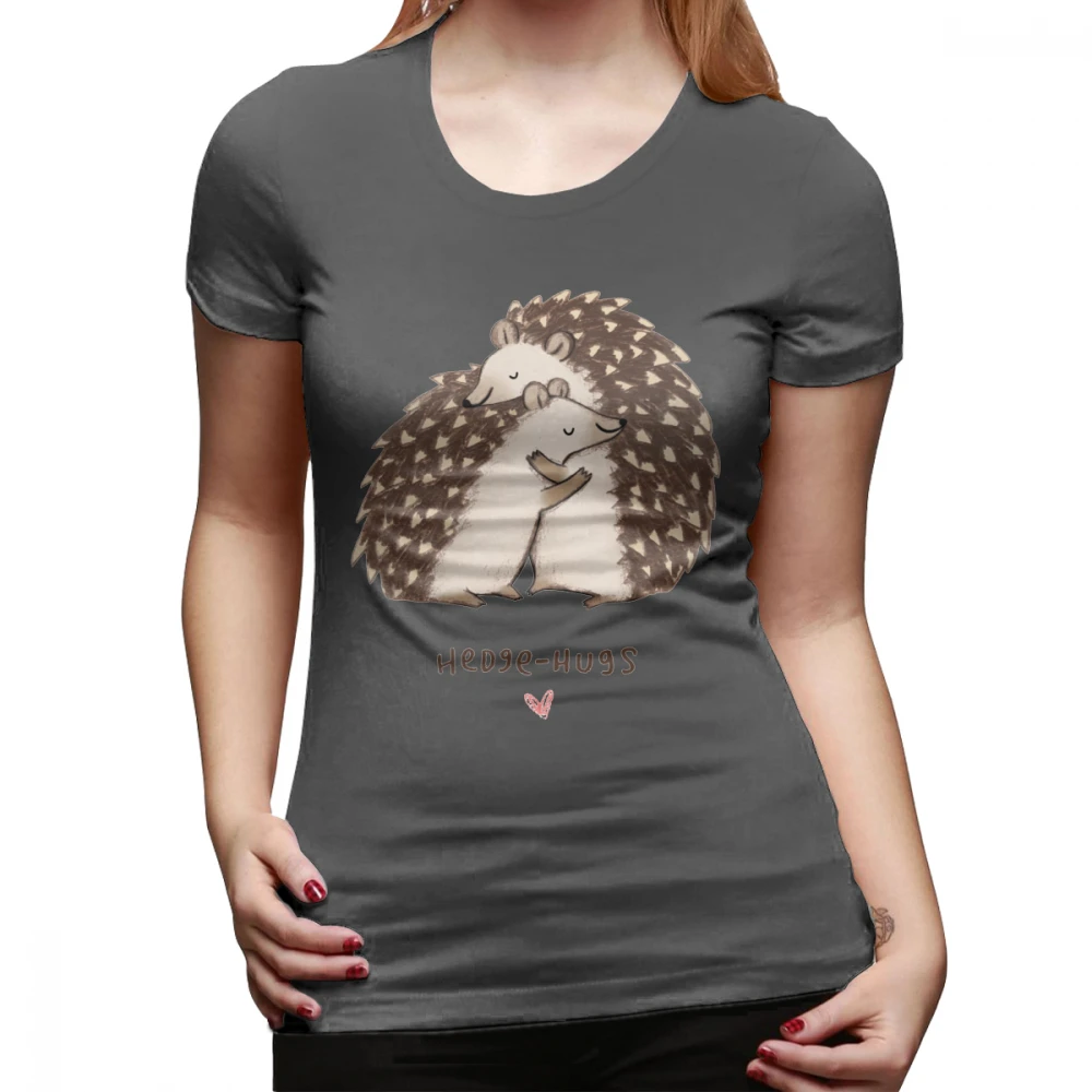 القنفذ تي شيرت التحوط العناق T قميص الصيف قصيرة الأكمام المرأة التي شيرت البرتقال الجرافيك حجم كبير يا الرقبة مضحك السيدات المحملة قميص