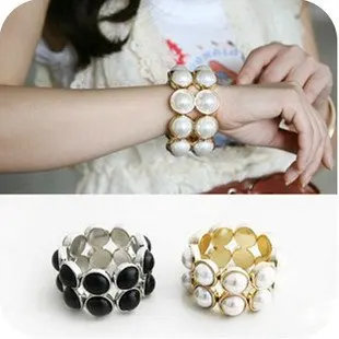wholesale - Fashion Bangle Bracelet South Korea Two Layer Pearl Gold 10pcs | Украшения и аксессуары