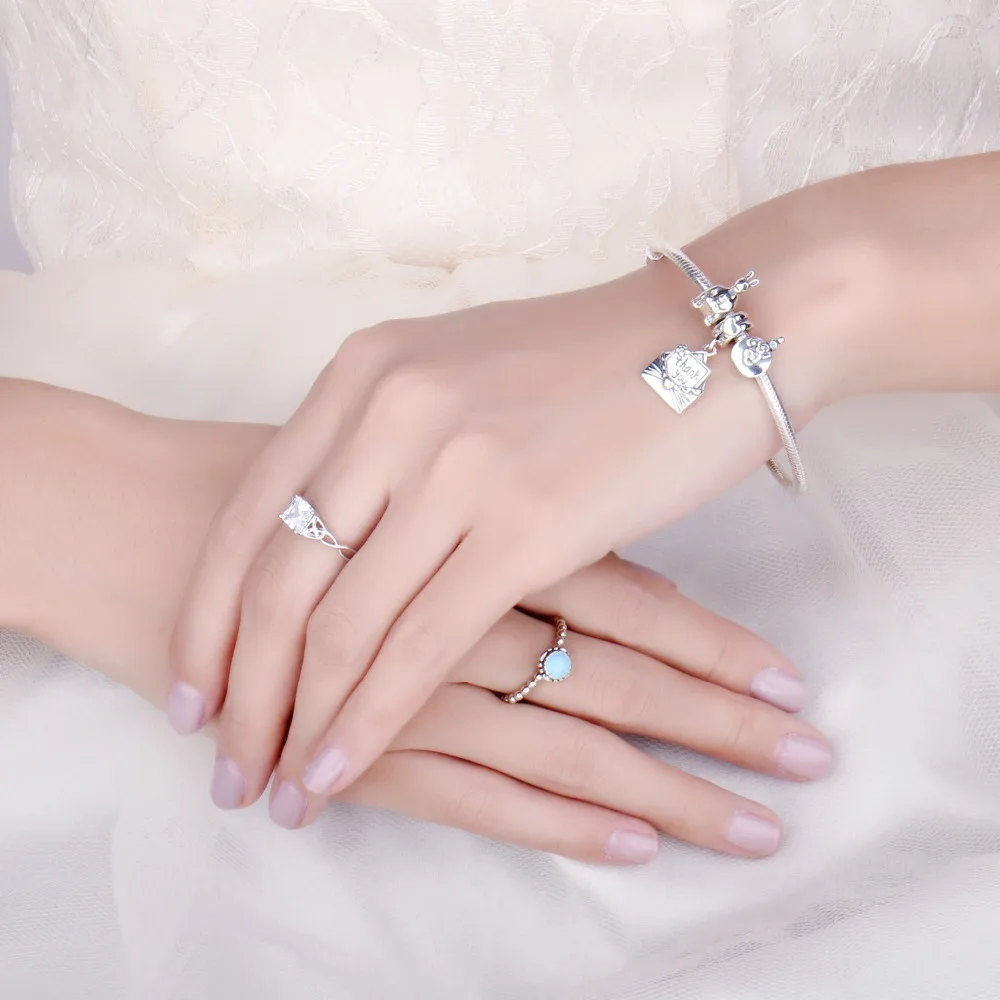 JewelryPalace 925 пробы Серебряная роза конверт спасибо письмо Шарм Бусины Fit Браслеты