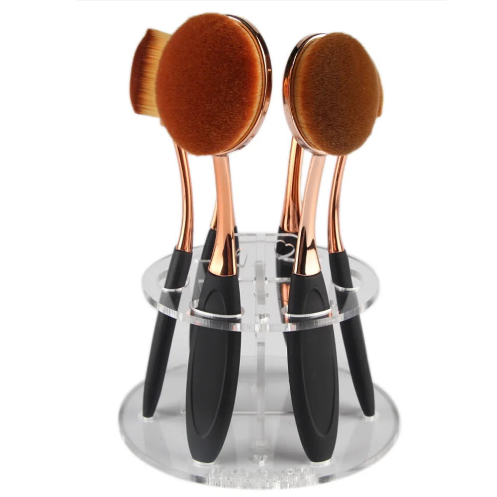 6 Hole Oval Makeup Brush Holder Drying Rack Organizer Cosmetic Shelf