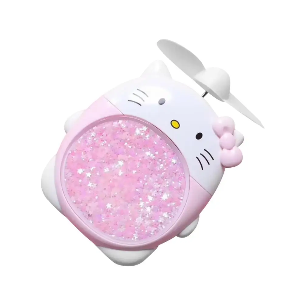 pink KT Открытый Портативный мультфильм Мини Симпатичный USB вентилятор Ручной ночник зыбучий песок вентилятор для спальни домашнего офиса - Цвет: pink KT