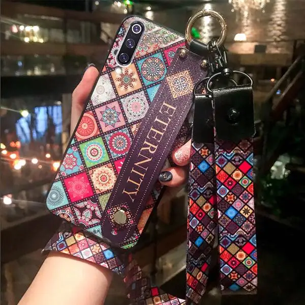 Силиконовый чехол для телефона с мандалой датурой и ремешком для xiaomi mi A2 A1 8 9 se lite redmi note 5 6 7 pro 5A k20 pro, мягкий чехол с цветами - Цвет: phone bag case