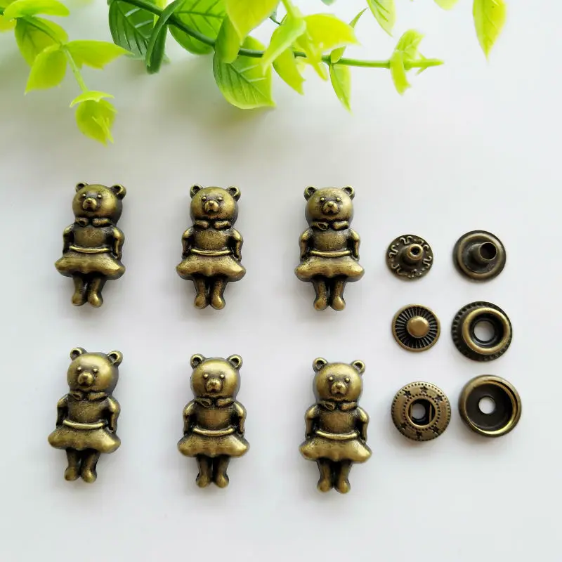 

6sets Cute Bear Metal Snap Fastener Press Stud Sewing Leather Combined Button Craft For Clothes Garment DIY Decoration26*14mm