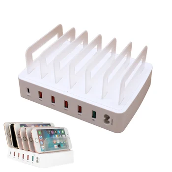 

6 Ports+QC3.0+Type-C USB Charger Station Dock with Holder for Smart Phone Tablet PC GDeals