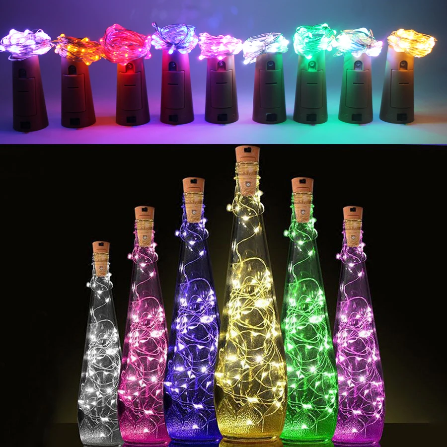 

2m 20LED/CR2032 battery led string Light with Bottle Stopper for Glass Craft Bottle Fairy light Wedding Decoration Lamp Party