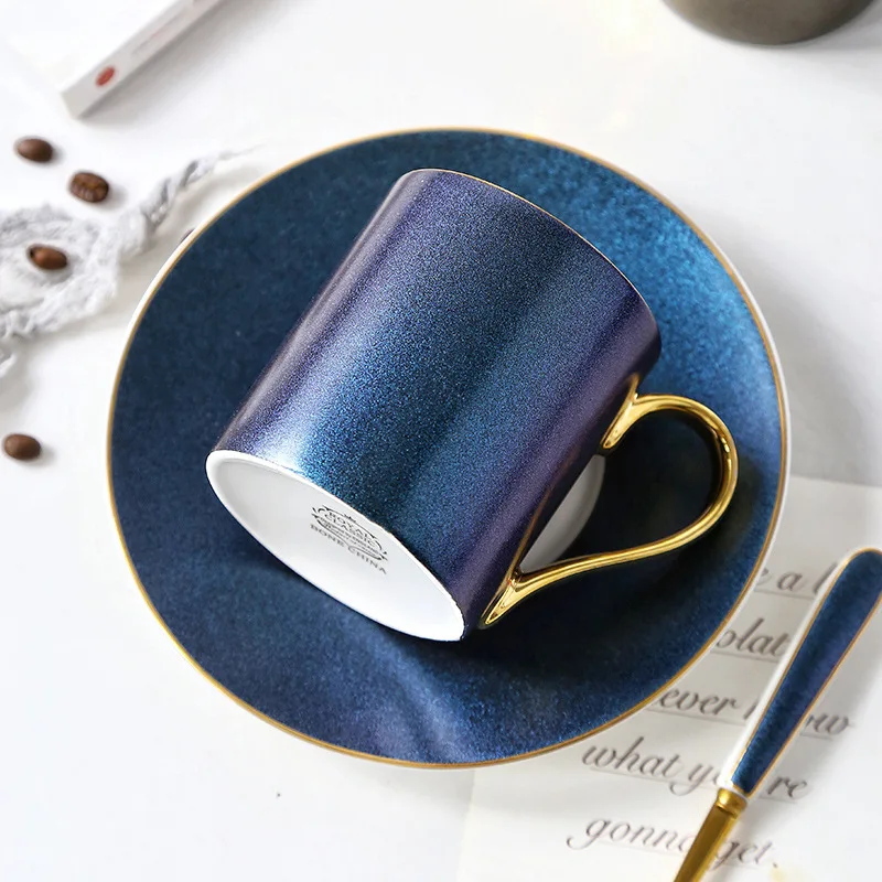 

European Style Starry sky pattern coffee cup set ceramic tea cup of afternoon tea dish spoon with household gifts Free shipping