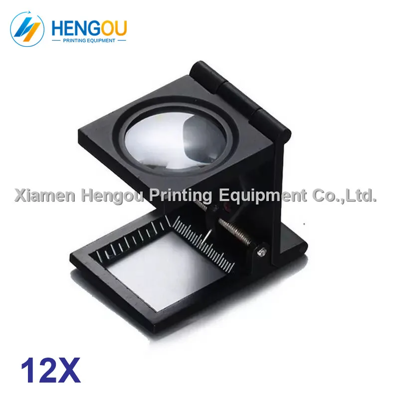 

1 piece Black Full Metal folding 12 times magnifying glass for offset machine printing 12X for man roland printer machine