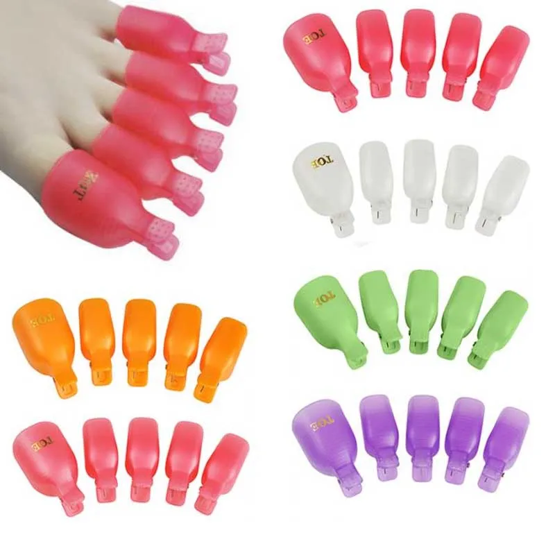 

Pro Nail Art Tools For Women 5Pcs Plastic Foot Toe Nail Soak Off Cap Clip UV Gel Polish Remover Wrap Clip Nail Care Accessories