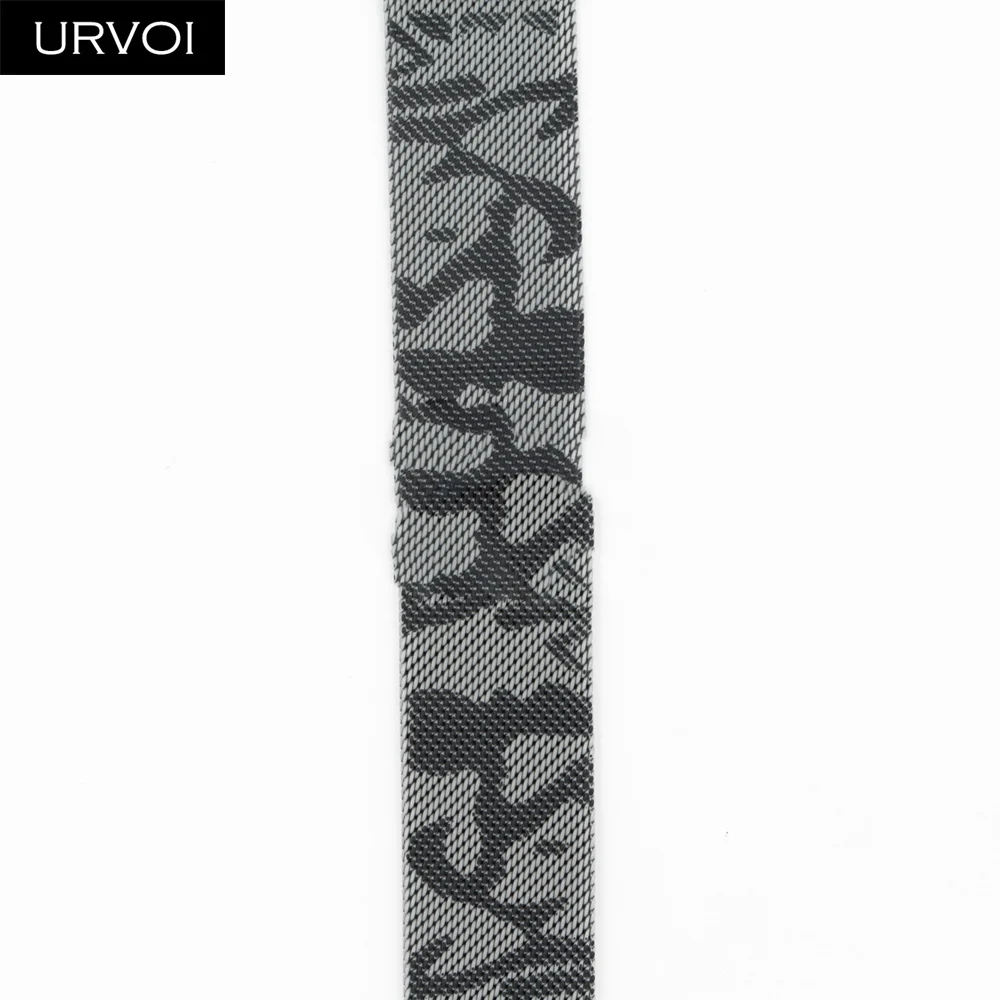 URVOI Milanese loop for Apple Watch series 5 4 3 2 1 band strap for iwatch 40 44mm stainless steel Magnetic buckle with adapter - Цвет ремешка: Grey Camo