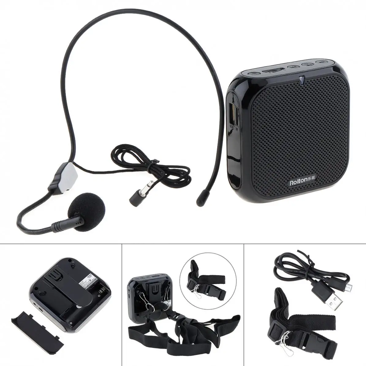 

Rolton K400 Wired Mini Audio Speaker Megaphone Voice Amplifier Loudspeaker Microphone Waist Band Clip Support FM Radio TF MP3