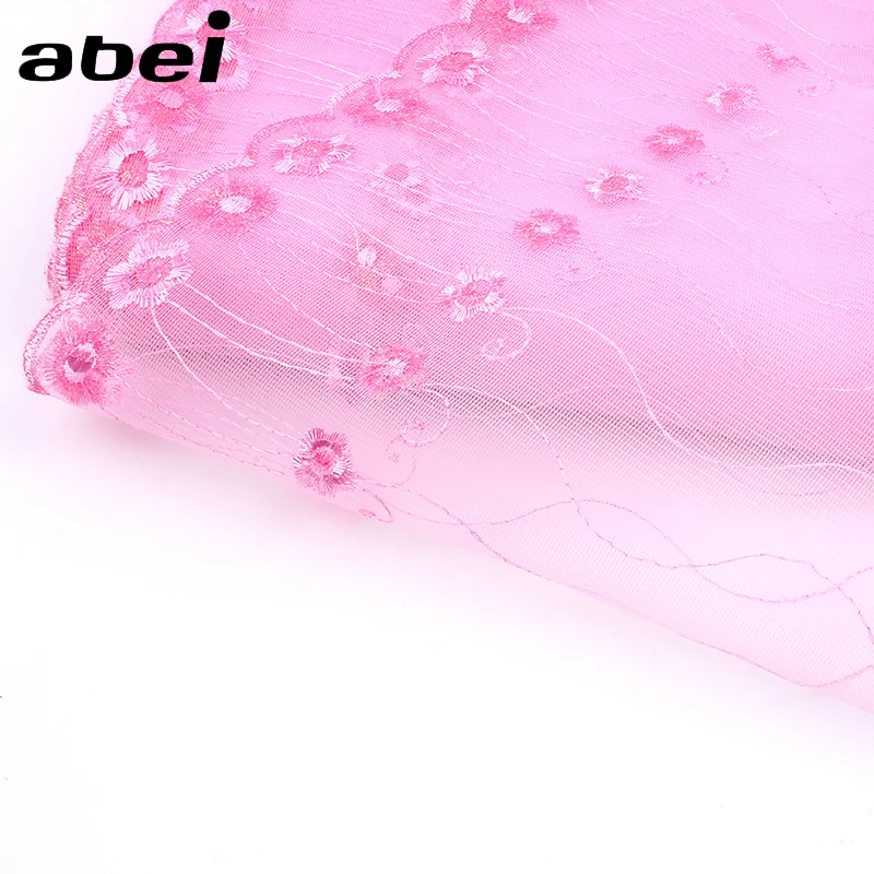 

24cm 2Yards Pink Organza Mesh Embroidered lace Ribbon Wedding Party Dress Craft Sewing Accessories Handmade Trimming Supplier