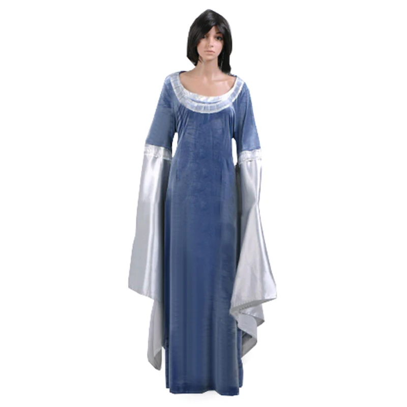 

Free shipping The Lord of the Rings Arwen Traveling Dress Costume blue dress