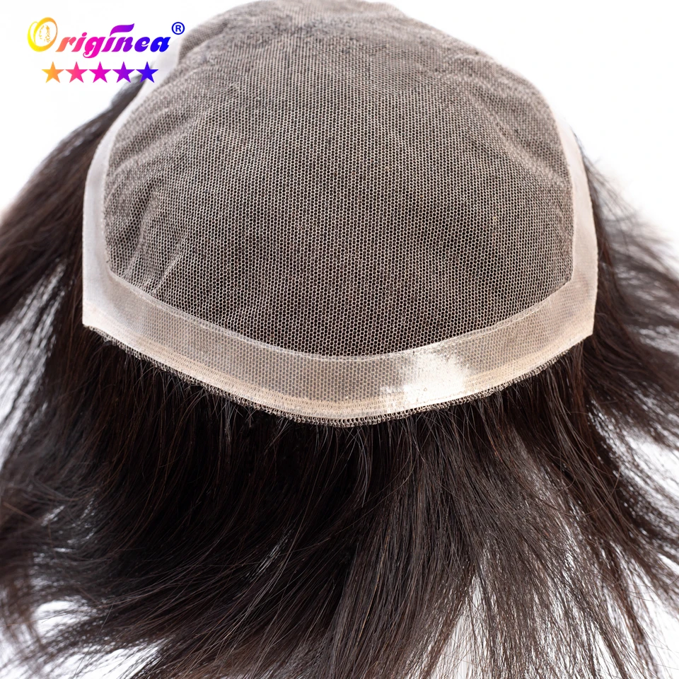 Originea Human Hair Toupee for Men Lace Net Base Hair Length 15 cm 100% Human Hair Toupee Replacement System Natural Black Color hair toupet man human hair toupee hair system toupee brazilian hair replacement system men hair toupee lace hair replacement for men mens toupee hair topper