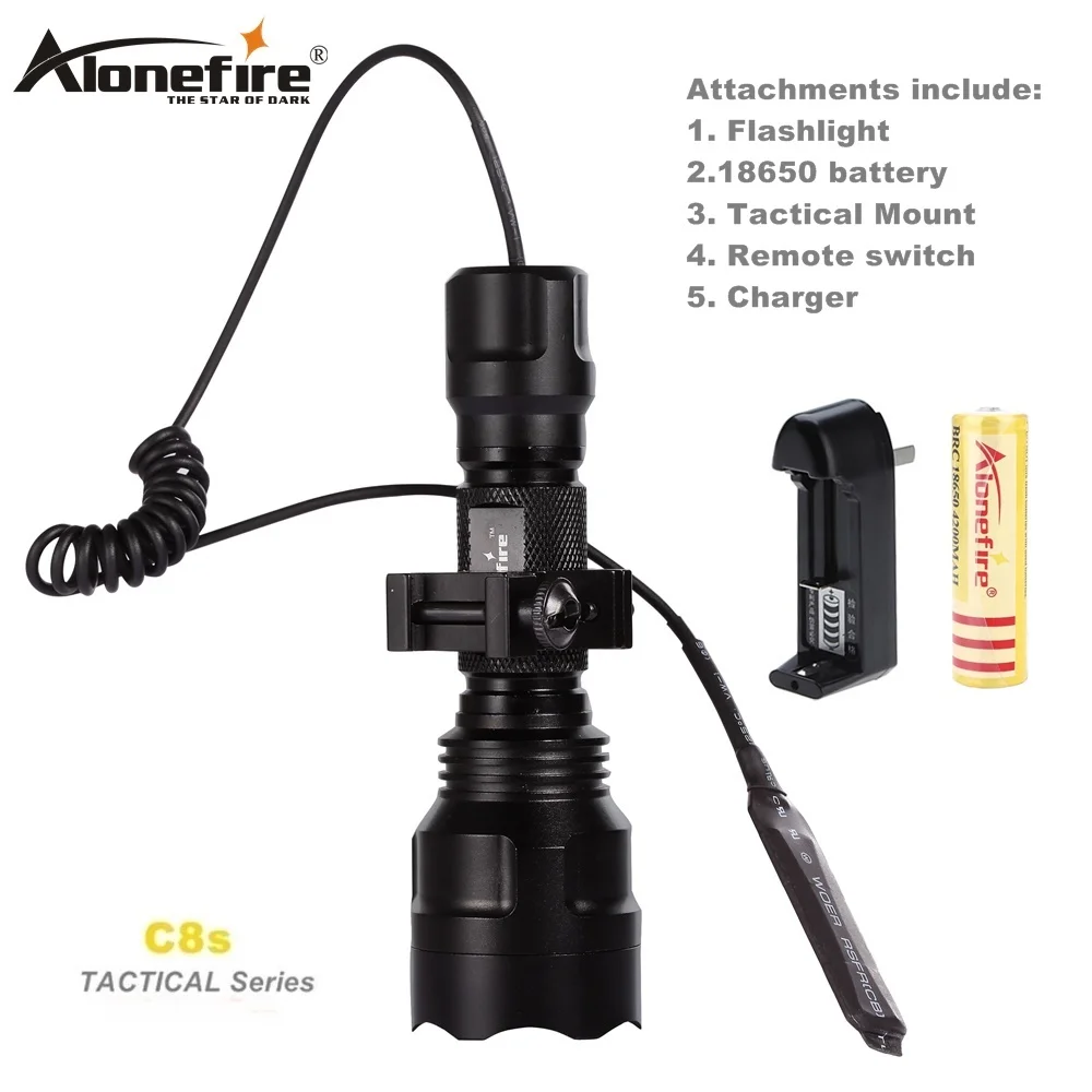 AloneFire C8 CREE XML T6 L2 U3 светодиодный тактический флэш-светильник фонарь 20 мм крепление для страйкбола прицел ружья светильник 18650 батарея - Испускаемый цвет: C8 25DK-B