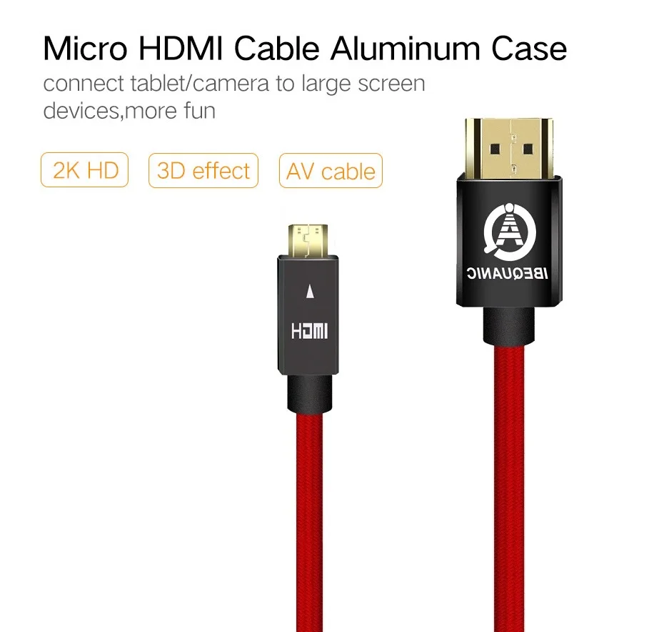 Микро HDMI к HDMI кабель, 1 м 2 м 3 м высокоскоростной HDTV HDMI к Micro HDMI кабель поддерживает Ethernet, 3D, 4K и возврат звука