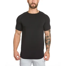 New Men Long t shirt Hip Hop Gyms t-shirt Longline Extra Long tee shirt for male Bodybuilding and Fitness Tops tshirt