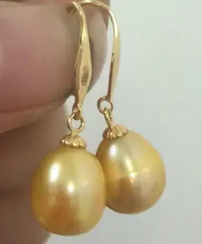 

free shipping luxury Noble jewelry AAA++ charming a pair 10-12mm south sea pearl dangle earrings