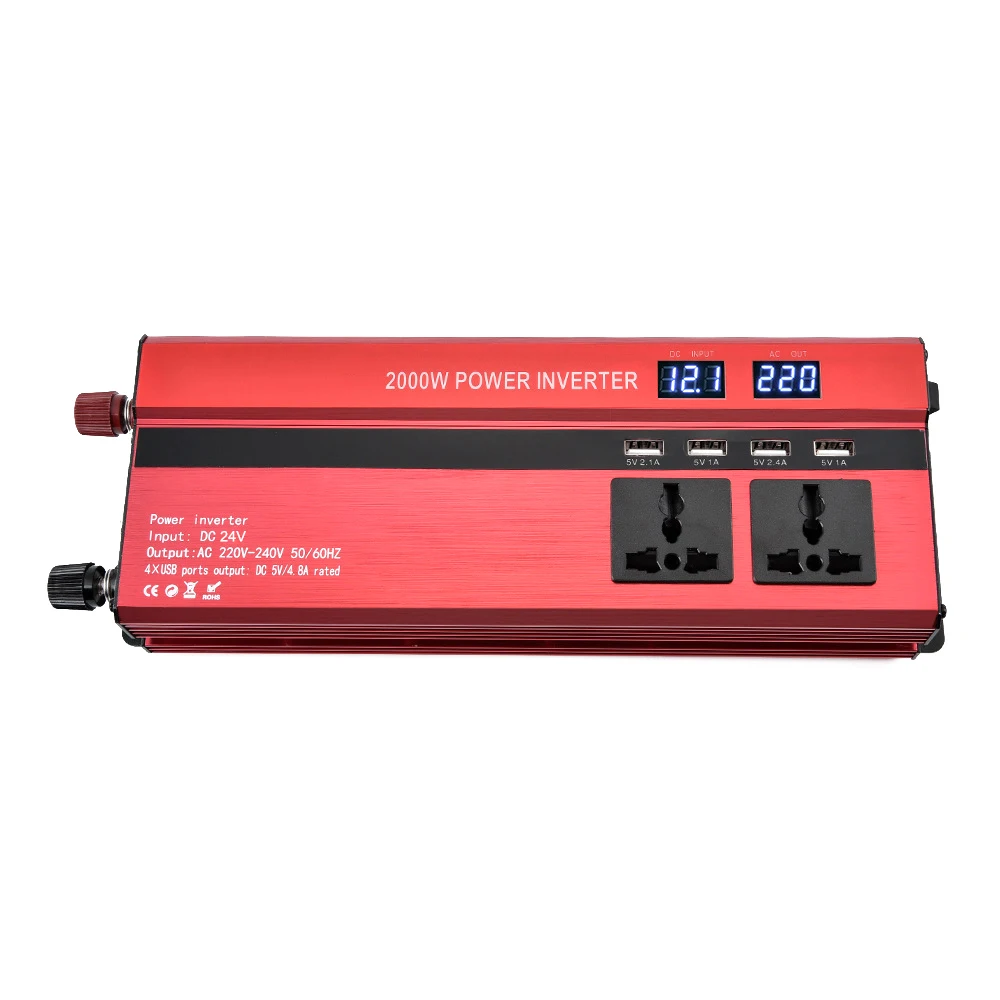 

Digital voltage display Car Power inverter 2000W 24V 220V Voltage Converter Transformer Car USB Power Supply Support DY299