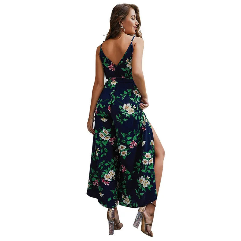 

Diwish Sexy Bodysuit Print Women's Summer Overalls 2019 Women Jumpsuits V-Neck Spaghetti Strap Romper Women Long Trousers