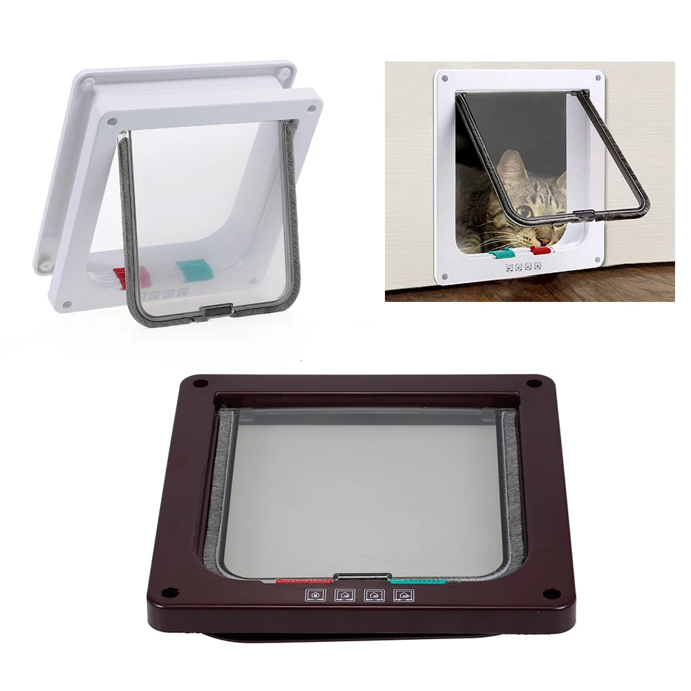 Safe Entry Ferromagnetic Pet Dog Flap Door Pet Dog Gate For Cat 4 Ways Locking Automatically Close Cats Door For Small Dogs